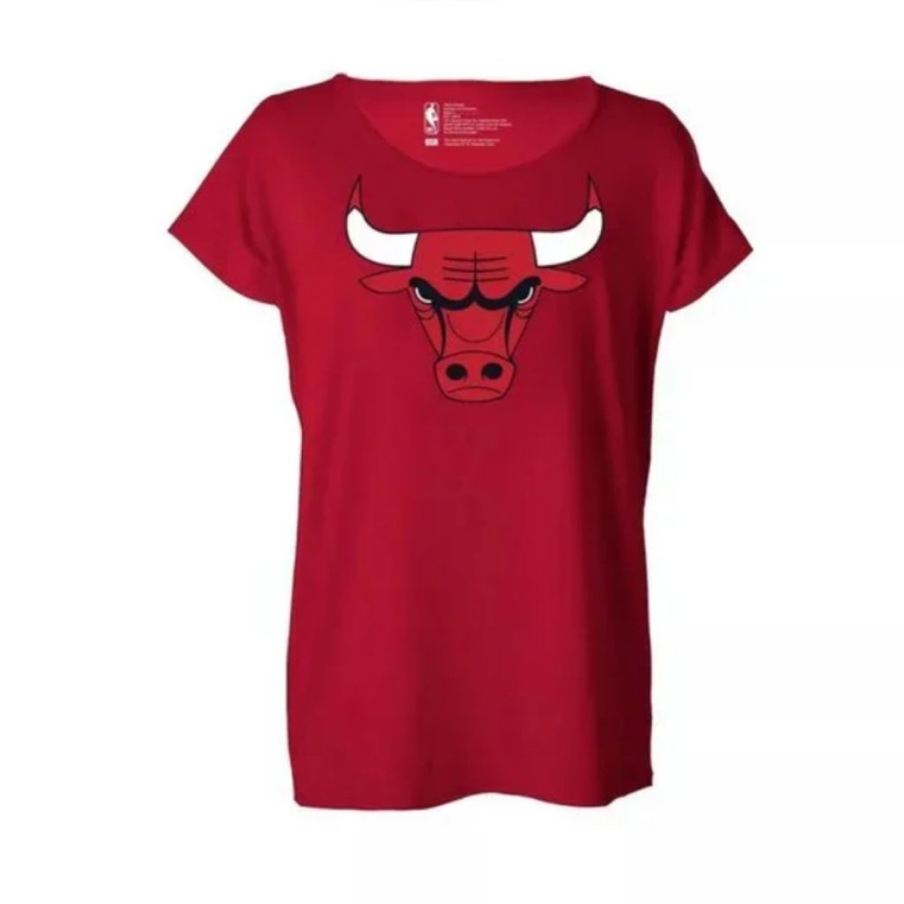 NBA Chicago Bulls Womens Dolman Short Sleeve‎ T-Shirt Red Logo Tee S